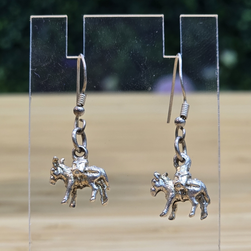 Sterling Silver Horse Charm Earrings